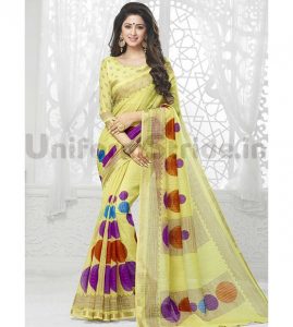 Shreyans Uniform Saris Cotton Silk Zari Border SHS118