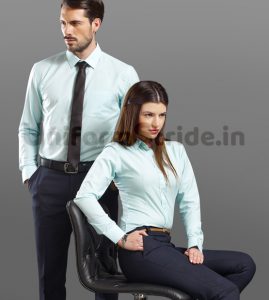 Manager Industry Office Uniform Blue Solid Shirts HC9